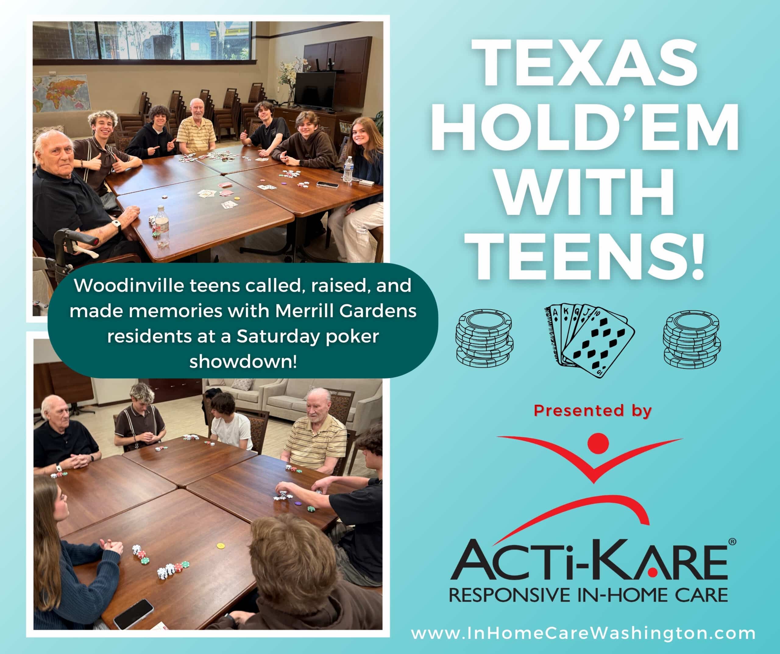 An afternoon of poker, connection, and intergenerational fun. An afternoon of poker, connection, and intergenerational fun.