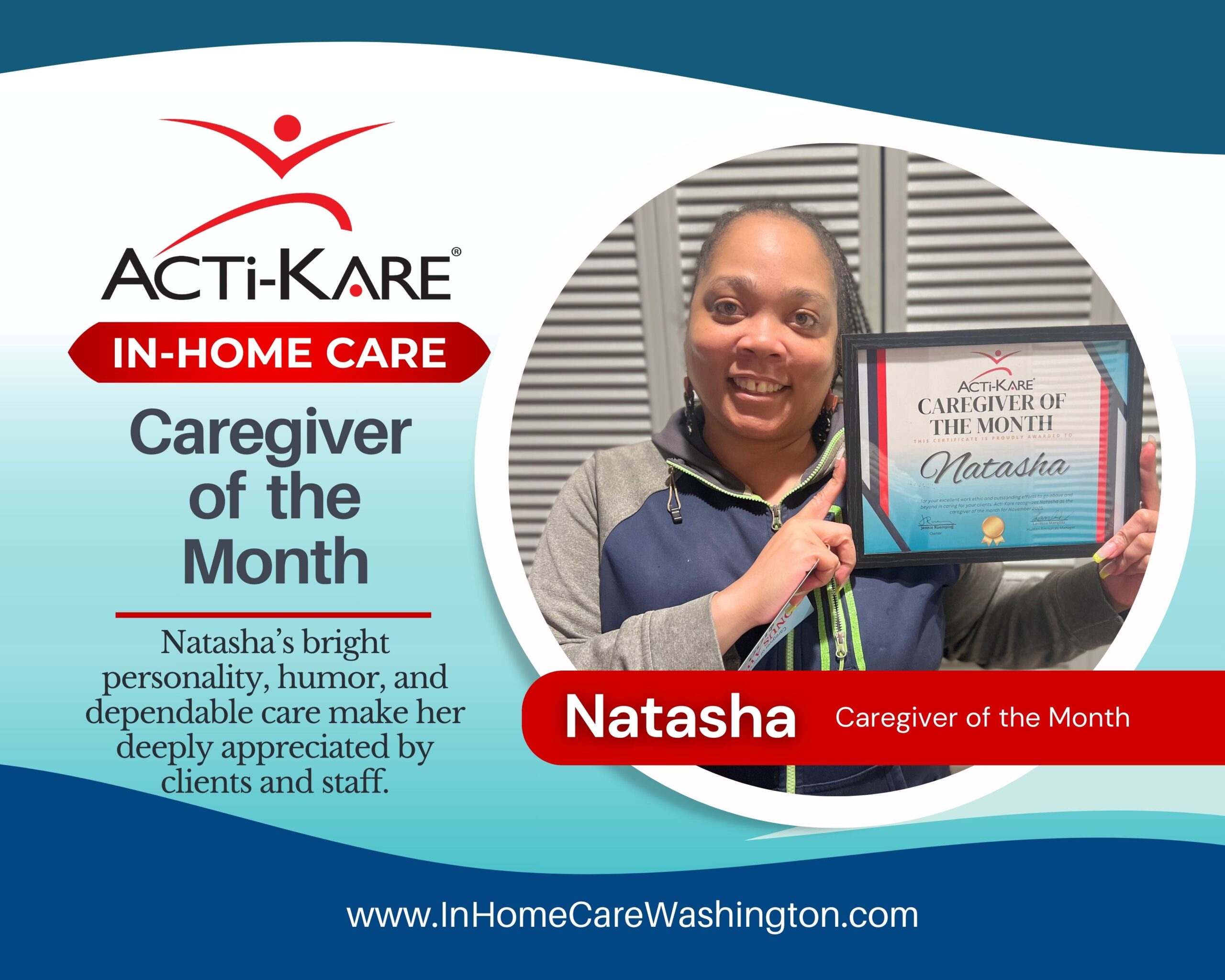 Natasha Caregiver of the Month Natasha Acti-Kare In Home Senior Care