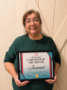 Dependable Caregiver of the month selection - Jeannette Acti-Kare Bellevue